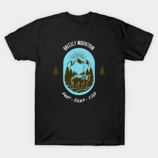 Grizzly Mountain Hunt Camp Fish - Blue V2 T-Shirt